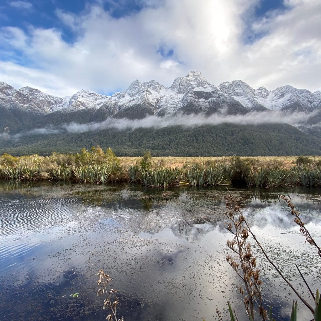mirror lakes on the road to milford sound