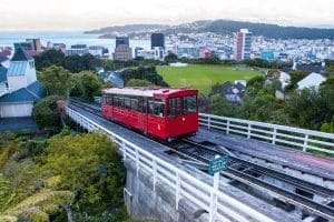 Scenic view of the iconic Wellington Cable Car in New Zealand