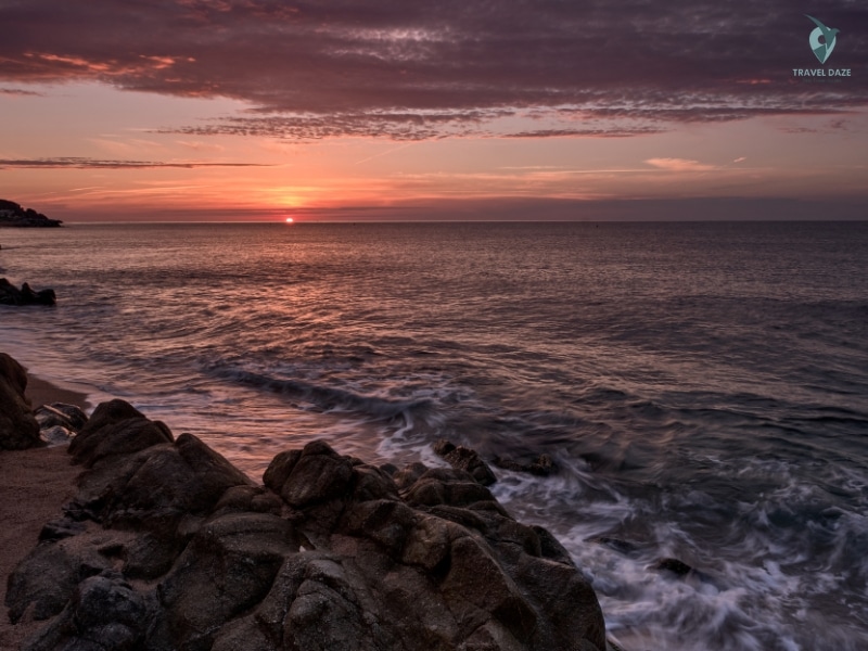 Sunrise on Sant Pol beach in Barcelona
