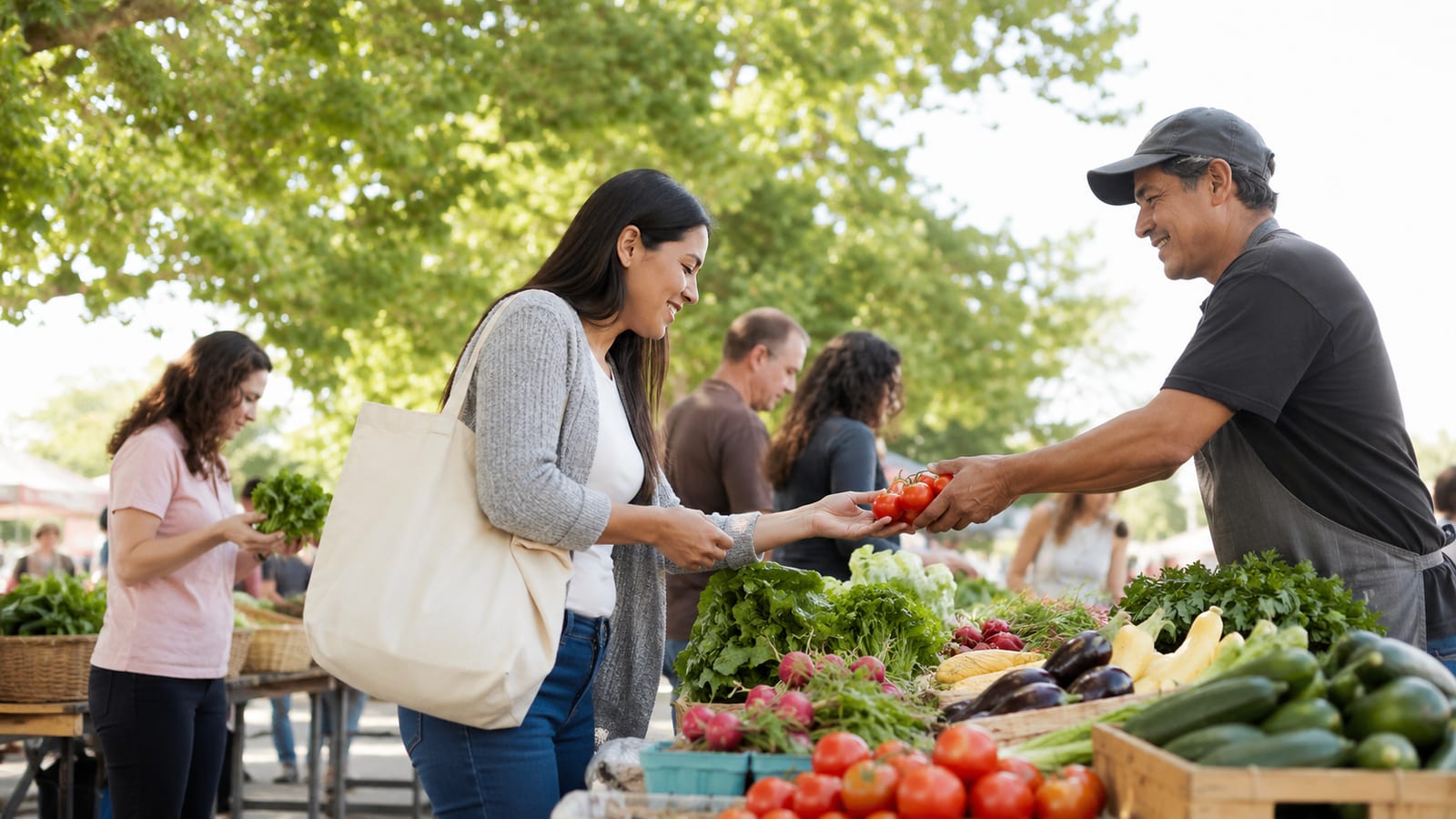 7 Cheapest US Cities for Budget Travel in 2024 at an outdoor farmers market