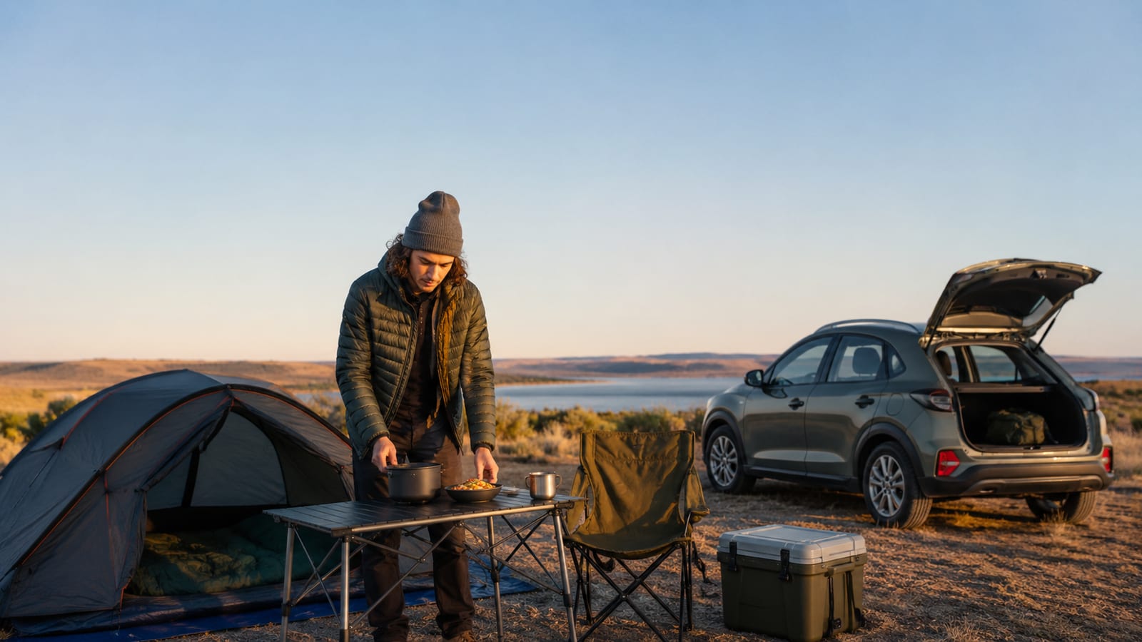 Is New Zealand Expensive? The Cost of Traveling New Zealand: camper cooking beside tent and SUV