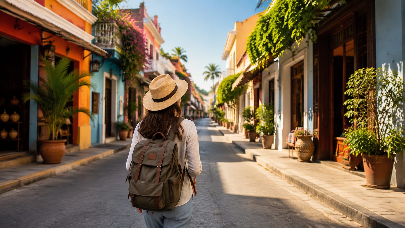 What to do in san francisco traveler walking colorful colonial street sunny day